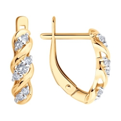 Cercei din aur roșu cu pietre Cubic Zirconia Incolor