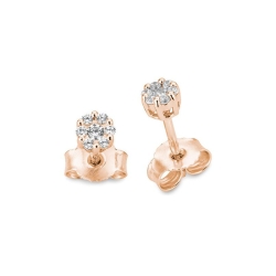 Cercei Pusete din aur roșu cu pietre Diamant