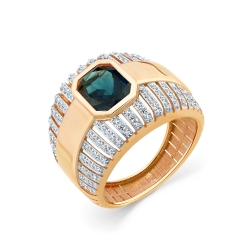 Inel din aur roșu cu pietre Cubic Zirconia Incolor, Topaz London