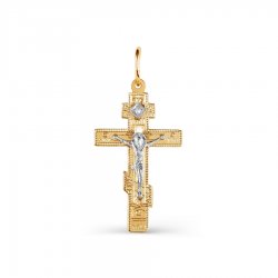 Cruce din aur roșu cu pietre Cubic Zirconia Incolor