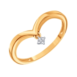 Inel din aur roșu cu pietre Diamant