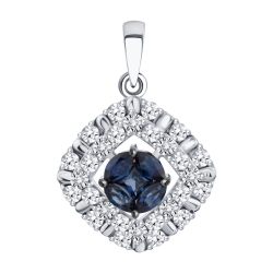 Подвеска из белого золота с камнями Бриллиант, Сапфир