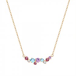 Colier din aur roșu cu pietre Cubic Zirconia Incolor, Ametist și Topaz
