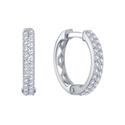 Cercei Creole din aur alb cu pietre Cubic Zirconia Incolor