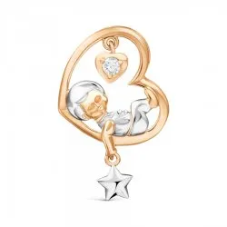 Pandantiv din aur roșu cu Cubic Zirconia Incolor