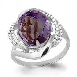 Inel din aur alb cu Cubic Zirconia Incolor, Ametist
