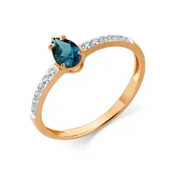 Inel din aur roșu cu Cubic Zirconia Incolor, Topaz London
