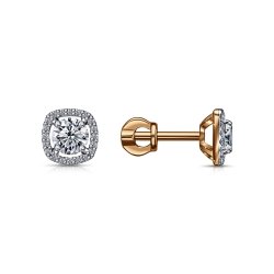 Cercei Pusete din aur roșu cu pietre Cubic Zirconia Incolor