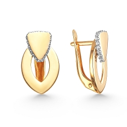 Cercei din aur roșu cu pietre Cubic Zirconia Incolor