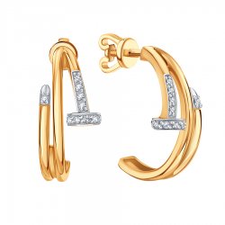 Cercei Pusete din aur roșu cu pietre Cubic Zirconia Incolor
