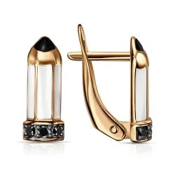 Cercei din aur roșu cu Cubic Zirconia Negru, Emailare