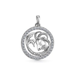 Pandantiv din aur alb cu pietre Cubic Zirconia Incolor
