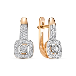 Серьги из красного золота с камнями Бриллиант