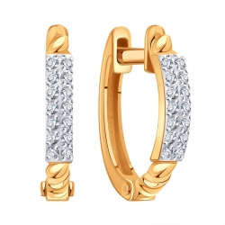 Серьги из красного золота с камнями Фианит