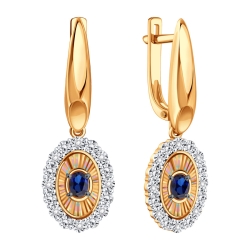 Cercei Suspendați din aur roșu cu pietre Diamant, Safir