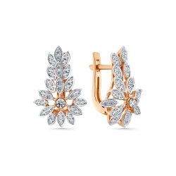 Cercei din aur roșu cu pietre Diamant