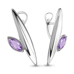 Серьги из серебра с камнями Аметист