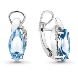 Cercei din aur alb cu pietre Cubic Zirconia Incolor, Topaz Swiss