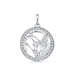 Pandantiv din aur alb cu pietre Cubic Zirconia Incolor