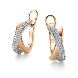 Серьги из красного золота с камнями Бриллиант