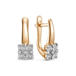Серьги из красного золота с камнями Бриллиант