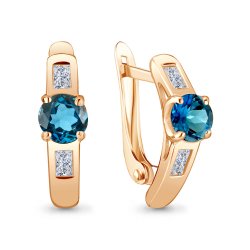 Cercei din aur roșu cu pietre Cubic Zirconia Incolor, Topaz London