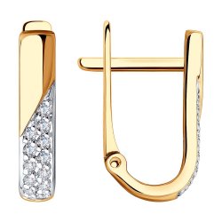 Серьги из красного золота с камнями Фианит