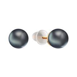 Cercei Pusete din aur roșu cu pietre Perla neagră, Silicon