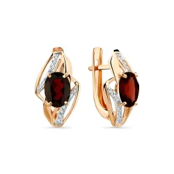 Cercei din aur roșu cu Cubic Zirconia Incolor, Granat