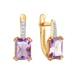 Cercei din aur roșu cu Cubic Zirconia Incolor, Ametist