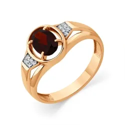 Inel din aur roșu cu Cubic Zirconia Incolor, Granat