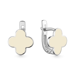 Серьги из белого золота с камнями Эмаль