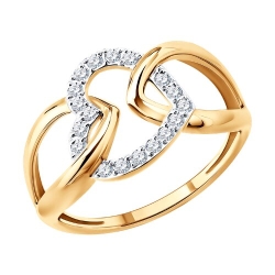 Inel din aur roșu cu pietre Cubic Zirconia Incolor