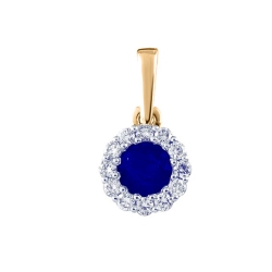 Pandantiv din aur roșu cu pietre Diamant, Safir