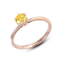 Кольцо из красного золота с камнями Бриллиант желтый
