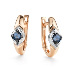 Cercei din aur roșu cu pietre Safir