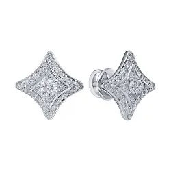 Cercei Pusete din aur alb cu Diamant
