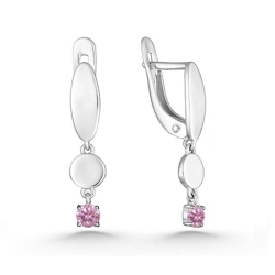Cercei Suspendați din argint  cu pietre Cubic Zirconia Roz