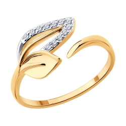 Inel din aur roșu cu pietre Cubic Zirconia Incolor