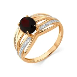 Inel din aur roșu cu Cubic Zirconia Incolor, Granat