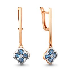 Cercei Suspendați din aur roșu cu pietre Cubic Zirconia Incolor, Topaz Swiss