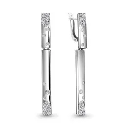 Cercei Suspendați din aur alb cu Cubic Zirconia Incolor