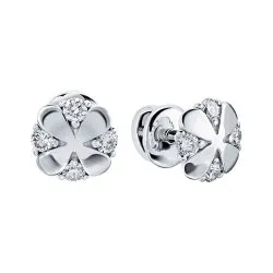 Cercei Pusete din aur alb cu Diamant