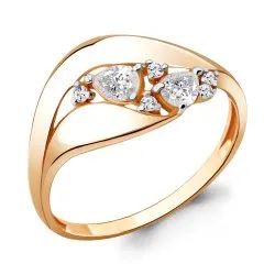 Inel din aur roșu cu Cubic Zirconia Incolor