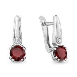 Cercei din argint  cu pietre Cubic Zirconia Incolor, Granat