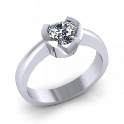 Inel din aur alb cu pietre Cubic Zirconia Incolor