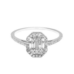 Inel din aur alb cu pietre Diamant