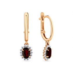 Cercei Suspendați din aur roșu cu pietre Cubic Zirconia Incolor, Granat sital