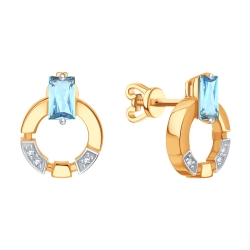 Cercei Pusete din aur roșu cu pietre Cubic Zirconia Incolor, Topaz
