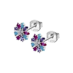 Cercei Pusete din argint cu Cubic Zirconia Multicoloră